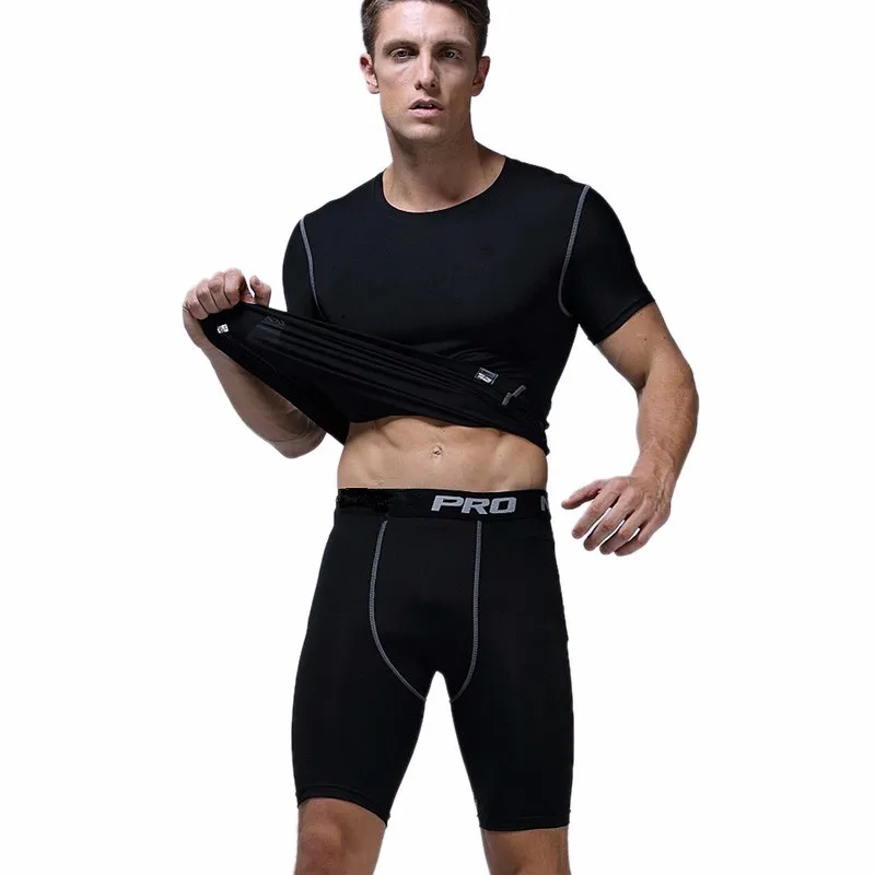 Wholesale-sports Gym Black Short Men Running Compression Shorts Sweatpants Bodybuilding Combat Dry Training Leggings Men Short Pants