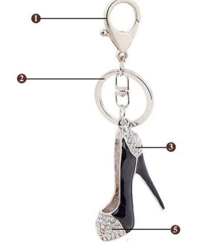 Porte-clés de chaussures 3D porte-clés nouveauté chaussures à talons hauts porte-clés sac à main charmes strass décor sandale porte-clés bijoux cadeaux