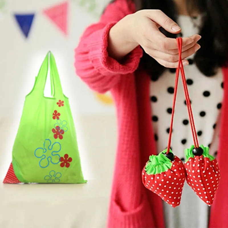 Storage Bags Eco Storage Handbag Strawberry Foldable Shopping Tote Reusable Random Color204P