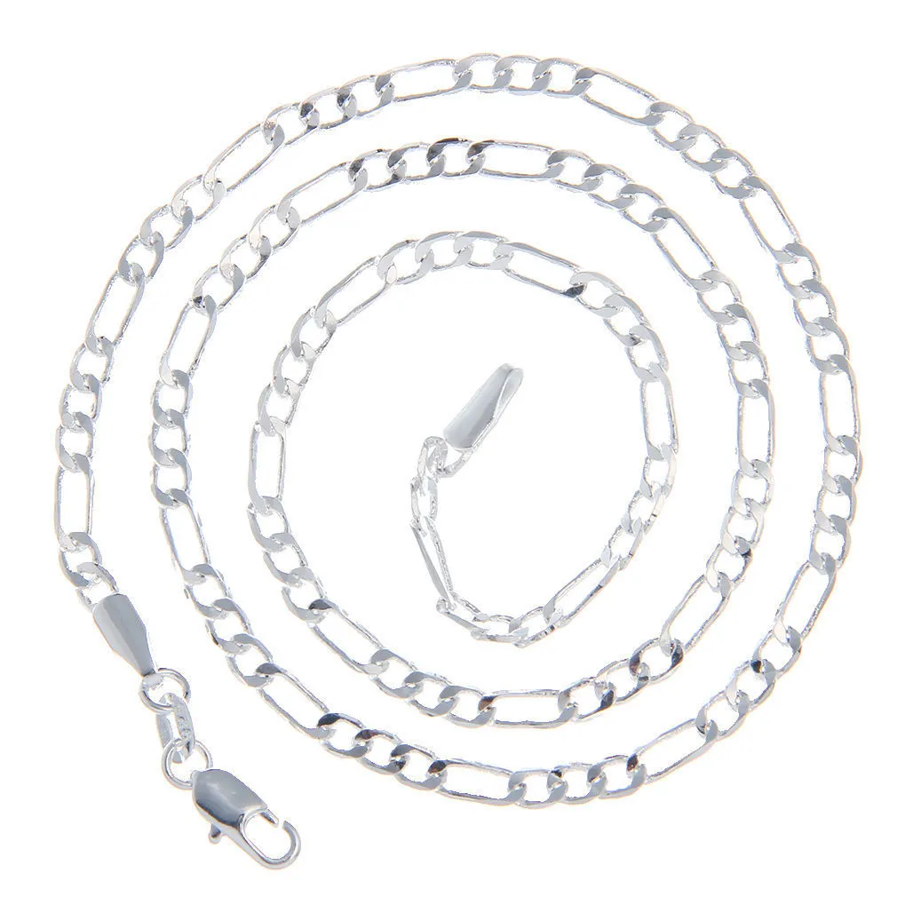 100 шт., 925 пробы, серебряные цепочки, 2 мм, женское ожерелье с звеньями Фигаро 16 30261c