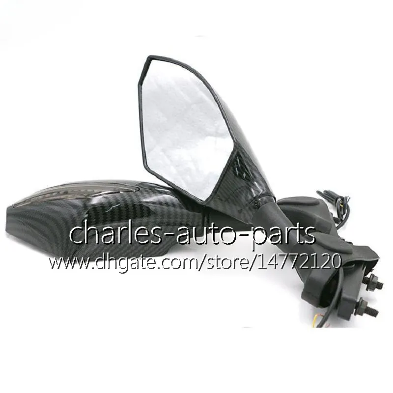 Evrensel Motosiklet LED Sinyal Aynalar HONDA CBR600RR CBR1000RR CBR600 F4 F4i RR için ışık Ayna Siyah Karbon LED turnning ışığı açmak çevirin