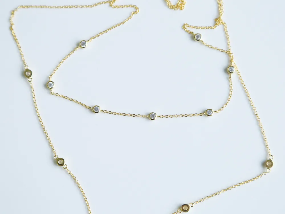 Ожерелье на длинной цепочке из стерлингового серебра 925 пробы для женщин на свадьбу с золотым и серебряным покрытием с покрытием из циркона, ювелирные изделия216I