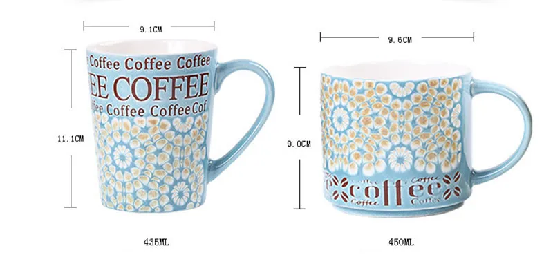 JANKNG 450 ml belles tasses à café en céramique tasse lourde tasse à café peinte à la main tasse de voyage tasse cadeau d'anniversaire tasse à thé élégance lait Mug217S