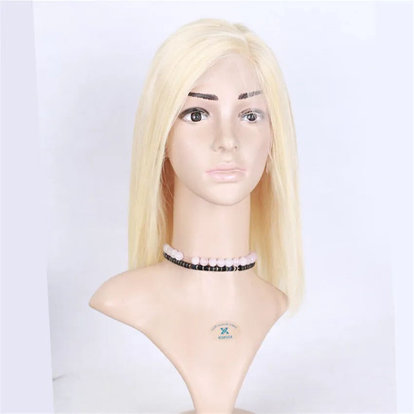 Blonde Full Lace Wigs Bob Lace Front Wig Full Lace Human Hair Wig #613 Platinum Blonde Human Hair Wigs