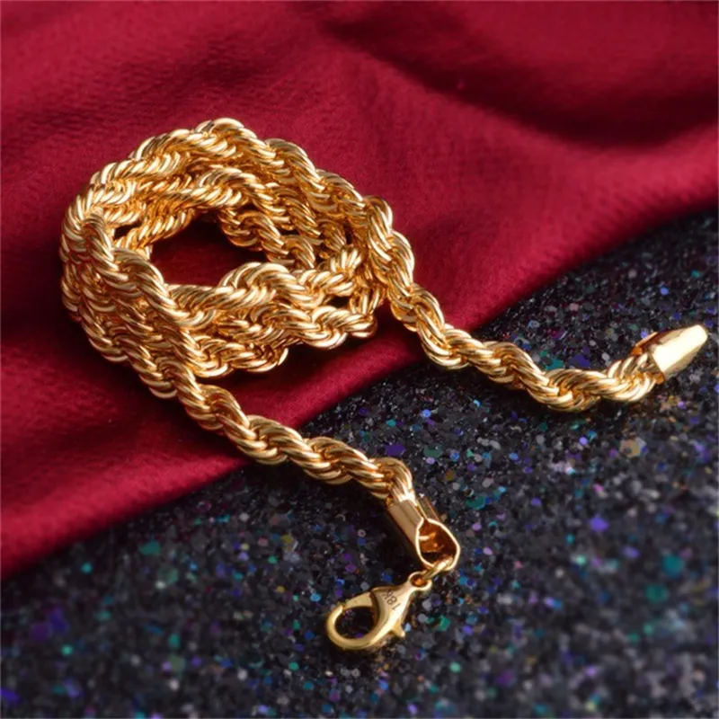 Yhamni Nowy mody złoty naszyjnik ze złotem ze złotem o długości 6 mm 20 cali Naszyjnik ED Złota biżuteria NX184276L