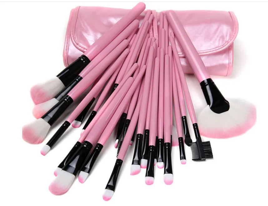 Makeup Brushes Wood pink black mini Set Cosmetic Brush Set Roll Up Case Eyeliner Eyeshadow Brush Makeup Tools DHL