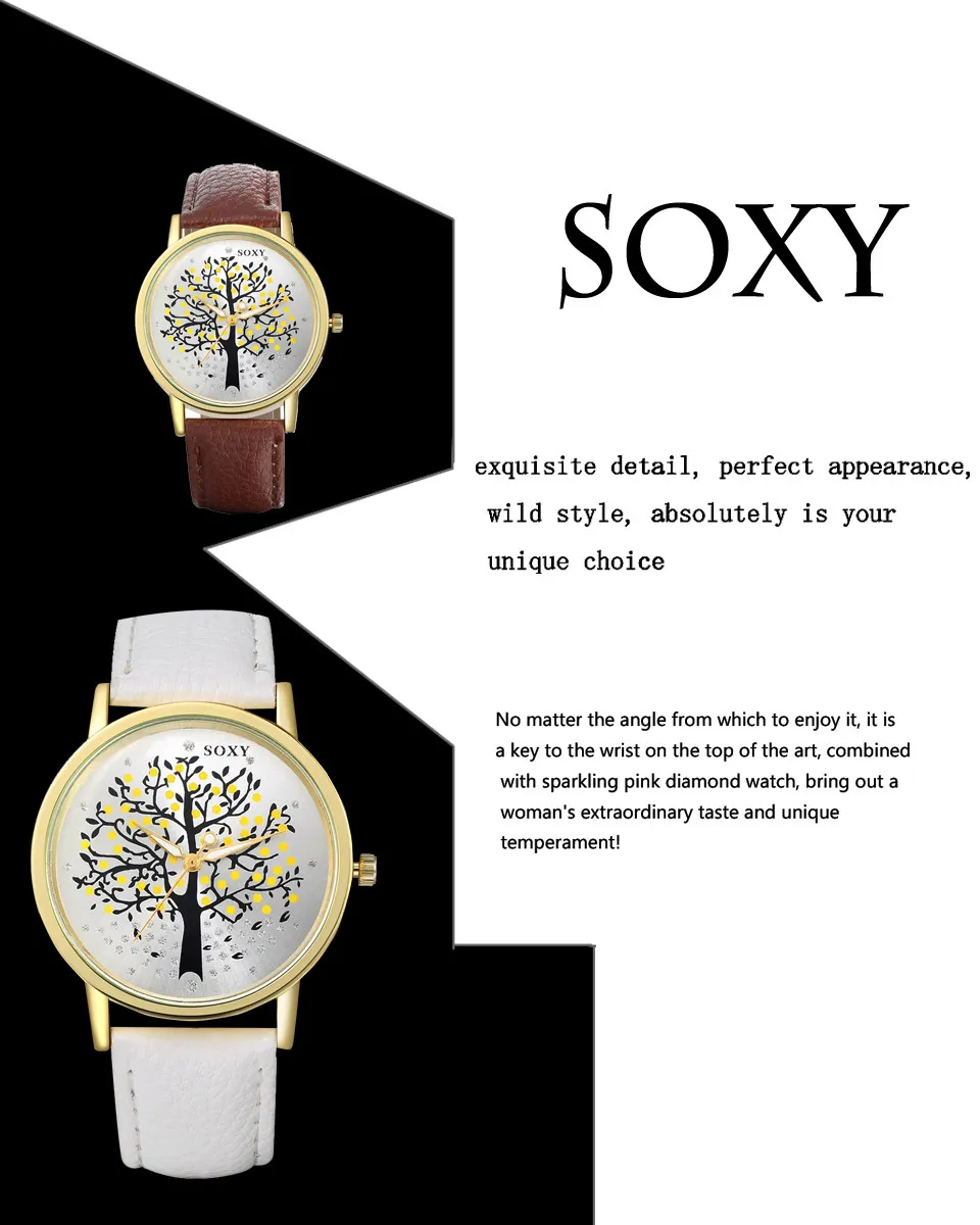 Fine Nouveau Style simple cadeau montres commerce montres coréenne personnalité féminine arbre femmes fille montre-bracelet 2 pièce / 