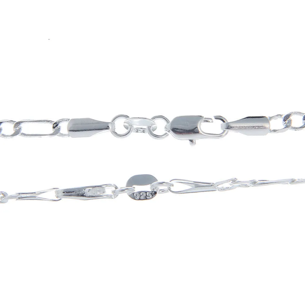 925 solid sterling silver chains 2mm womens figaro link necklace 16 30224Y
