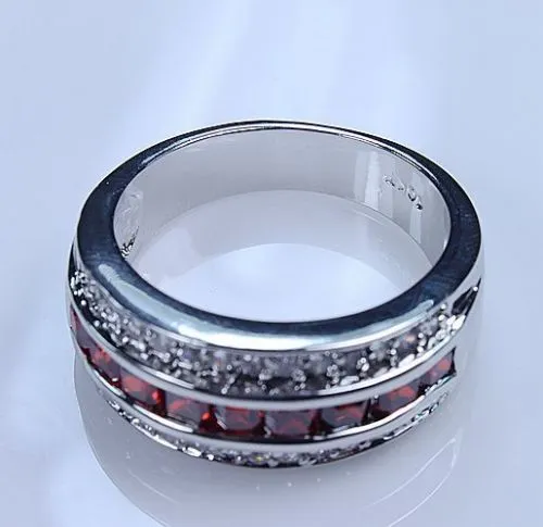 Victoria Wieck luxe sieraden 10kt wit goud gevuld rode granaat gesimuleerde diamanten bruiloft prinses bruidsringen voor mannen cadeau maat 277e
