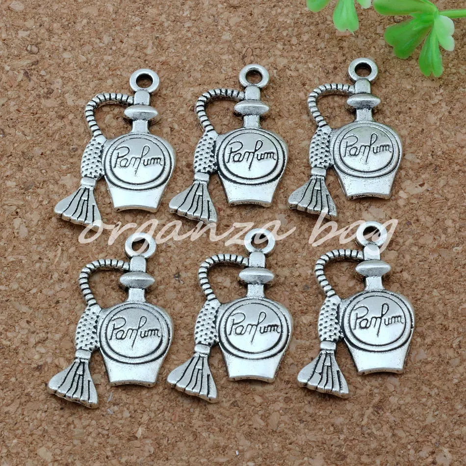 MIC 1lot Antiqued Silver Zinc Alloy Single-sided design Perfume Bottle Charms 17x24mm DIY Jewelry315i