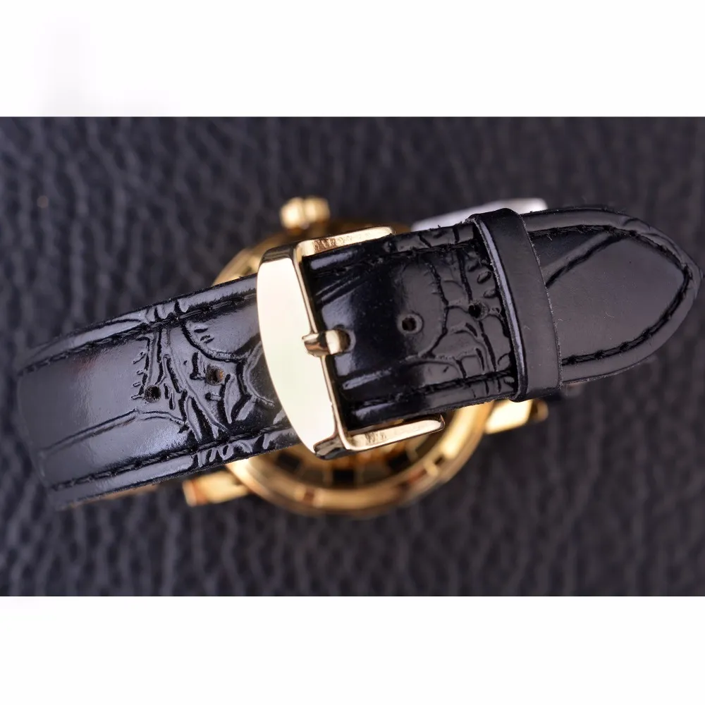 Forsining chinois Dragon squelette conception boîtier transparent montre en or hommes montres Top marque de luxe mécanique mâle montre-bracelet 267t