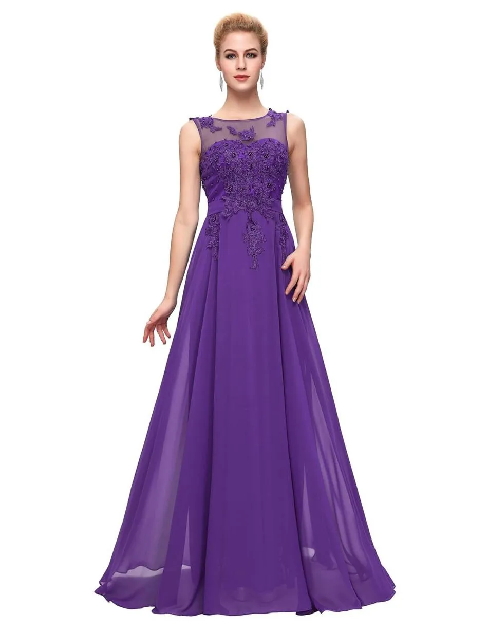 Grace Karin Evening Dresses Long 2016 Purple Red Black 공식적인 긴 소매 이브닝 가운 파티 파티 드레스 신부의 어머니 dre8729550