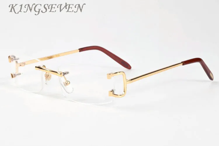 lunettes de soleil de sport de mode populaires lunettes claires sans monture lunettes pour hommes monture en métal argenté or lunettes de corne de buffle avec boîte et 269j