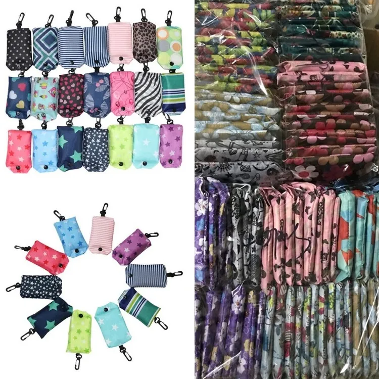 Newest Home Storage Nylon Foldable Shopping Bags Reusable Eco-Friendly folding Bag Shopping Bags new Ladies Storage Bags IB002