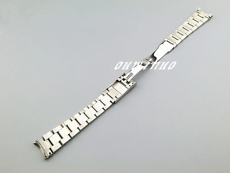 20mm nouveau pur solide 316L extrémité incurvée en acier inoxydable argent poli brossé fini Bracelets de montre Bracelets pour SOLEX watch2769