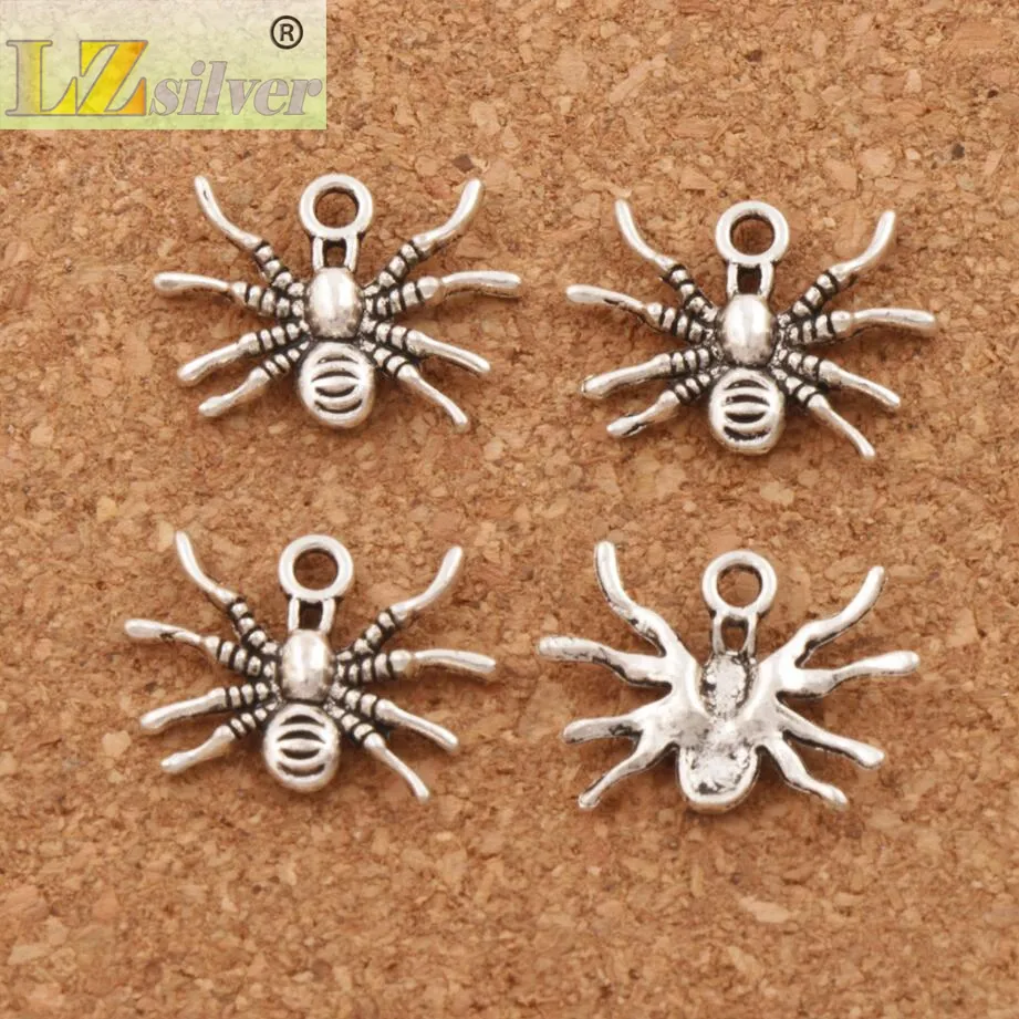 Crawling 3D Spider Insect Charm Beads 200st 19 3x15mm Antika silverhängen Fashion smycken diy fit armband halsband Earr231u