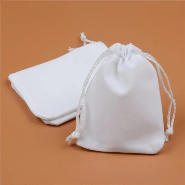 White Velvet Drawstring bag Gift Wrap bags Flocked phone bag Jewelry Pouches drawstring bag