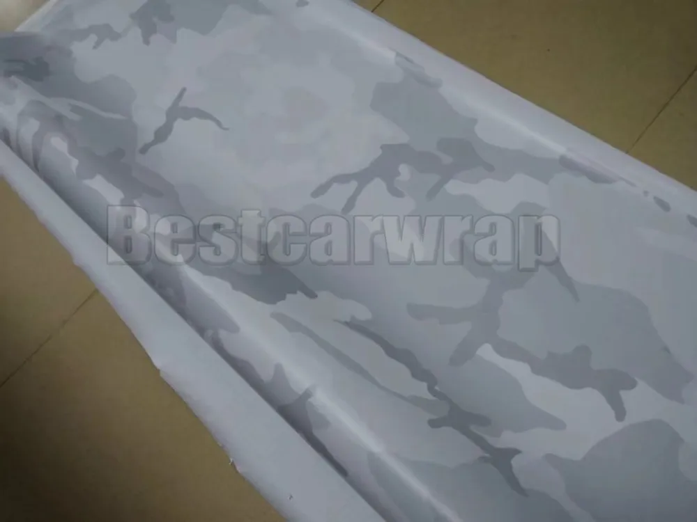 Snow Winter White Camoufalge Vinyl For Car Wrap Film With air bubble free CAMO film for Truck / boat graphics coating 1.52X30M 5x98ft