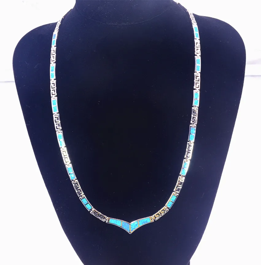 Gioielli di moda interi al dettaglio Fine Blue Fire Opal Stone Collane donne BRC17082701254J