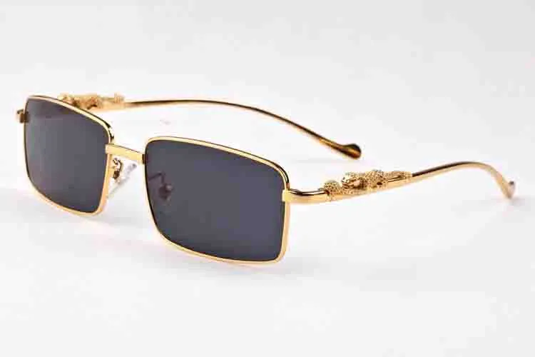 fashion sunglasses for mens rimless buffalo horn glasses gold silver mental leopard frame high quality sunglasses lunettes gafas d221B