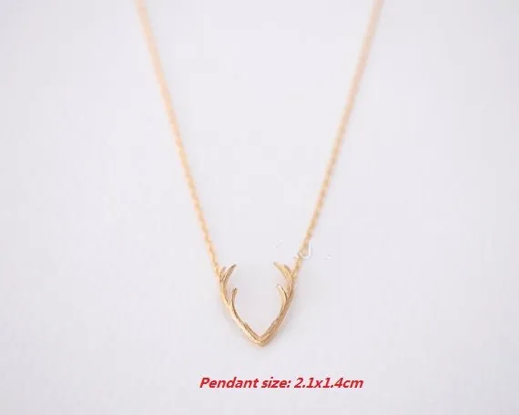 Deer Horn Antler Necklace Jewelry Elegant Horn Pendant Necklace Women Simple Chain Pendants Necklaces Wedding Christmas Gifts232j