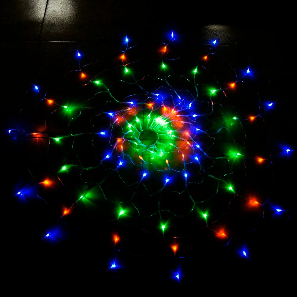 Waterproof RGB Spider LED Net String 1 2M 120 LED Colorful Light Christmas Party Wedding LED Curtain String Lights Gadern Lawn Lam221m