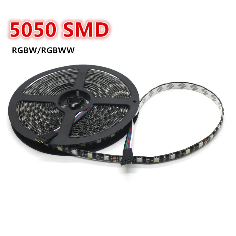 Negro PCB 5050 RGBW RGB + blanco cálido / blanco Tira de LED IP65 impermeable RGBW color mezclado DC12V 60led / M