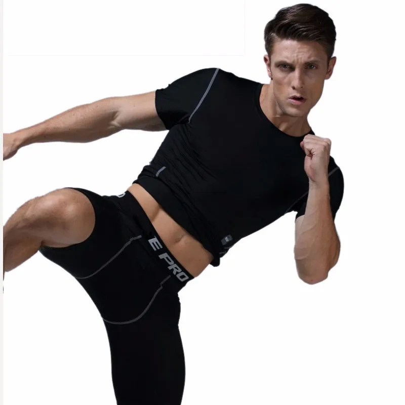 Wholesale-sports Gym Black Short Men Running Compression Shorts Sweatpants Bodybuilding Combat Dry Training Leggings Men Short Pants