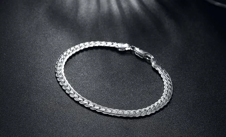 Bracelet avec chaînes en argent sterling 925 pour hommes, 5mm, 20cm, H199, cadeau de noël 245f