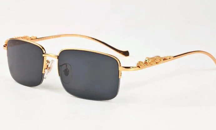 Con caja 2019 gafas de sol de moda aleación de oro y plata metal marco de leopardo hombres mujeres gafas de cuerno de búfalo lentes transparentes gafas de sol 240y