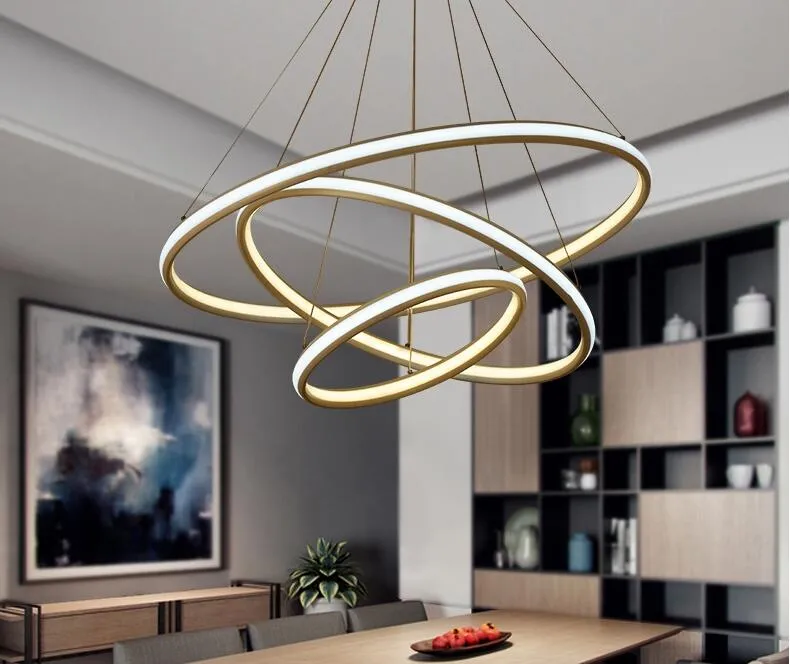 Circular Modern LED Pendant Lamp Double Glow Chandelier Lighting Aluminum Hanging Droplights for Dining Living Room Indoor Lights2635