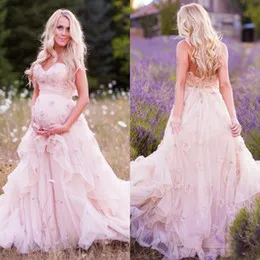 2021 Maternity Lace Wedding Dresses Sweetheart Bridal Ball Gowns Ruffles Pregnant Dress With Flowers Plus Size Bridal Gowns QC144