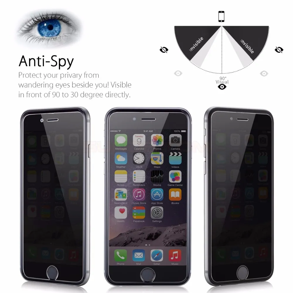 iPhone 6 6S 방진 유리 필름을위한 Anti-Spy 강화 유리 개인 정보 보호 화면 보호 장치