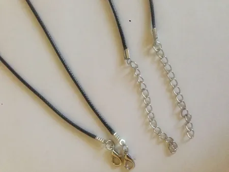 100 pezzi 1/5mm braccialetti con catene di serpente in pelle cerata nera che borda il cavo della corda della corda del filo 45cm 5cm braccialetto di estensione catena chiusura a moschettone 2464