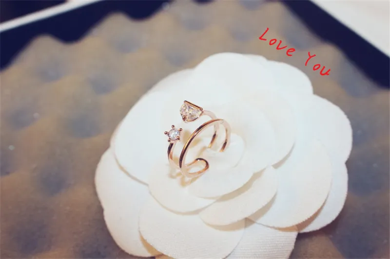 Klasyczny otwarty pierścionek mody cyrkon pierścionki pierścienie Rose Gold splowany vintage palec dla kostiumów weselnych Kobiety biżuteria 264c
