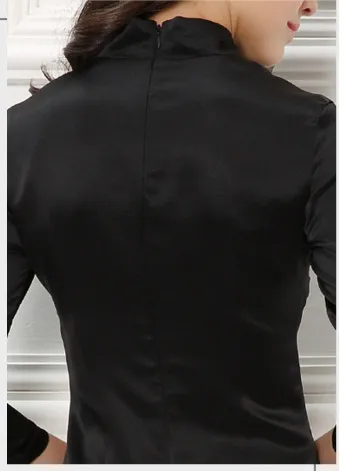 Women's autumn new fashion retro cheongsam stand collar velvet three quarter sleeve bodycon sexy blouse shirt plus size XS-4XL