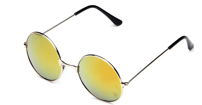 2021 UV400 Frauen Bunte Reflektierende Beschichtung Objektiv Sonnenbrille Runde Metall Rahmen Sonnenbrille 9 farben Lot261v