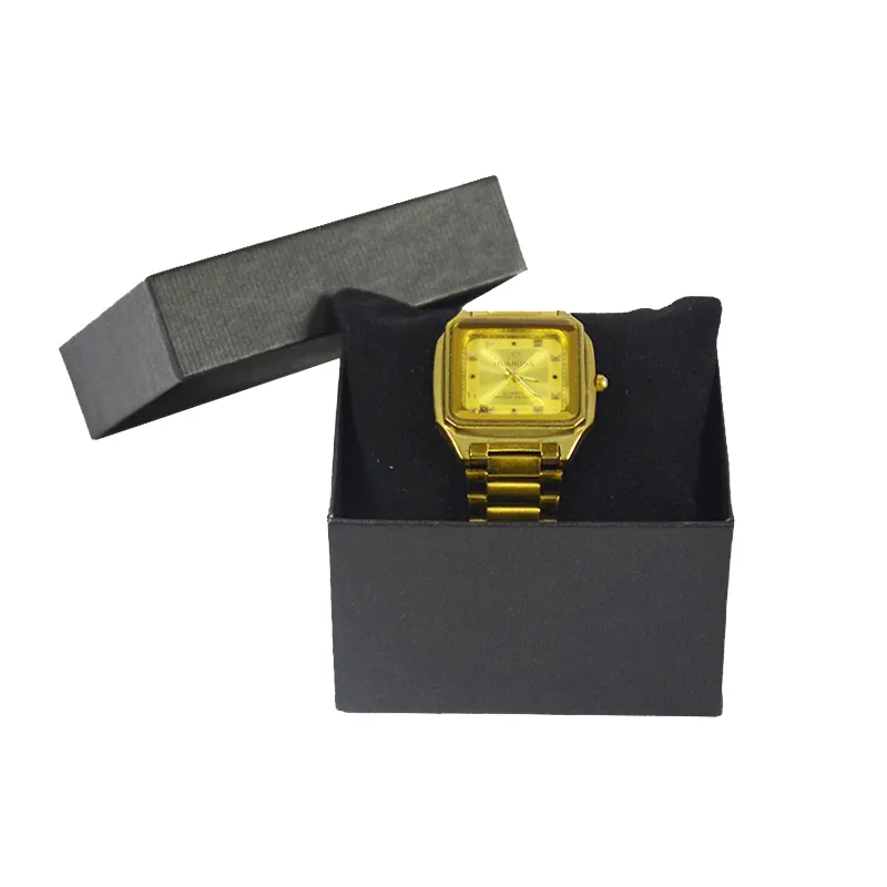 5st smycken Förpackningsfodral svart papper med svart sammet kudde kuddklocka förvaringsarmband arrangör presentlåda armband kedja s198j