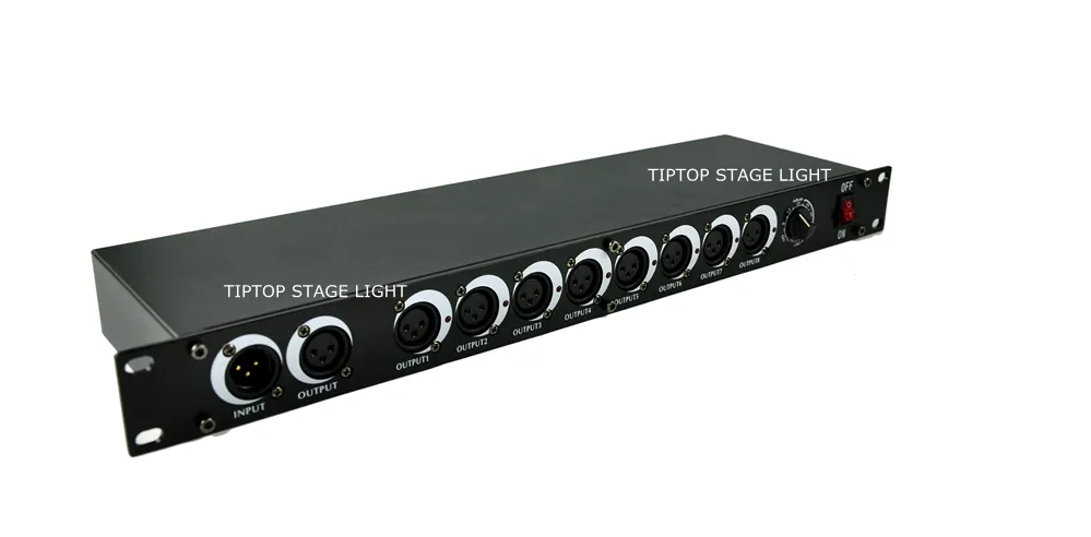 Sample 8 way splitter DMX Signal Splitter,DMX 512 Splitter,TP-D08 DMX Signal Distributor 8 Road Stage Light Controlle