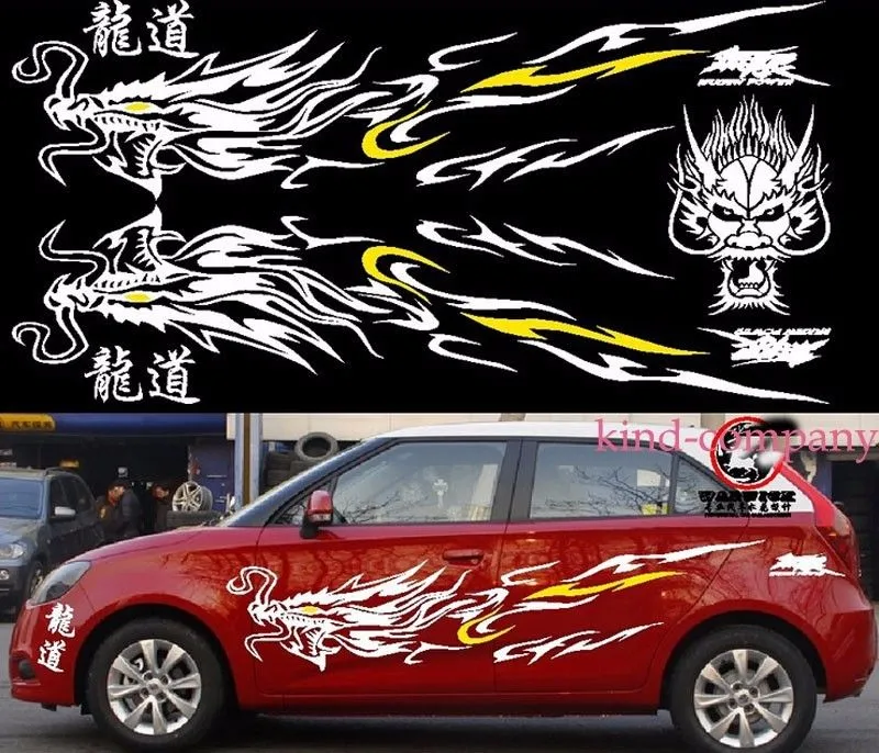 black for Most Car Truck auto sport power Chinese Totem Dragon Graphics Side Decal Body Hood Sticker