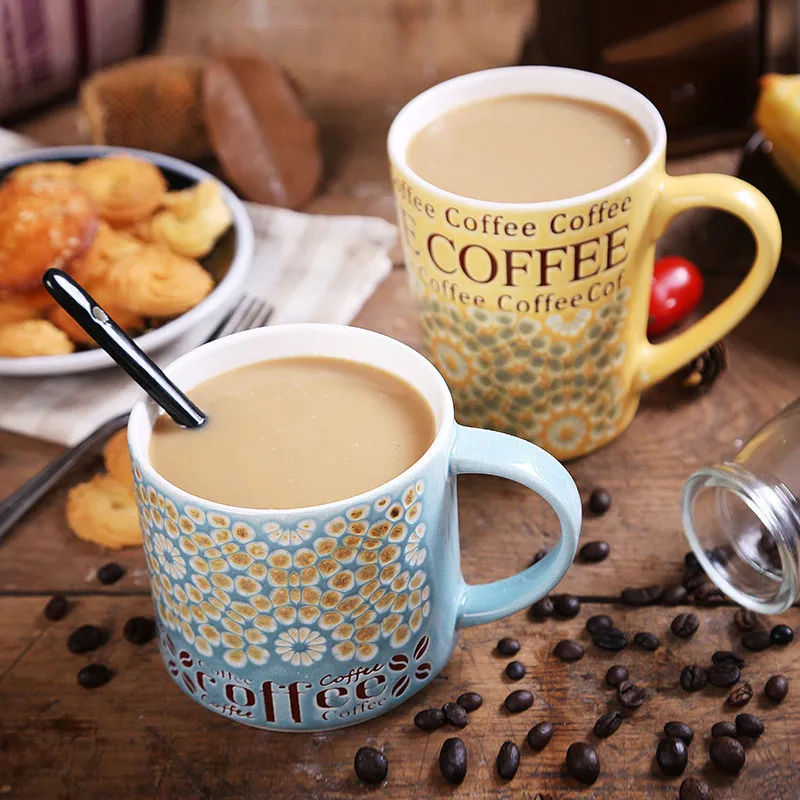 Jankng 450 ml Lovely Ceramic Coffee Mugs Cup Heavy Hand Painted Coffee Mug Travel Mug Cup Birthday Present Tea Cup Elegance Milk Mug285x
