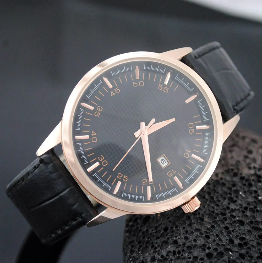 Popular Top Brand Watches Men Leather strap Date Calendar quartz wrist Watch AR363229890545