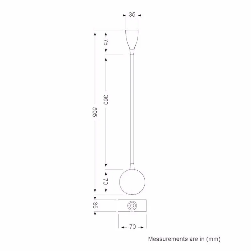 Topoch Wall Mounted LED Lamp 3W Hard-wired Brushed Nickel Finish Flexible Gooseneck ON/OFF Switch Built-in Power Supply for Room Boat Car