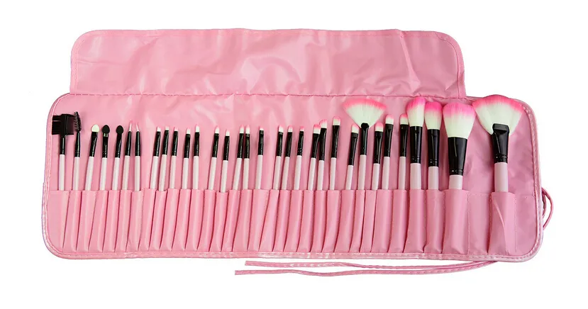 Makeup Brushes Wood pink black mini Set Cosmetic Brush Set Roll Up Case Eyeliner Eyeshadow Brush Makeup Tools DHL