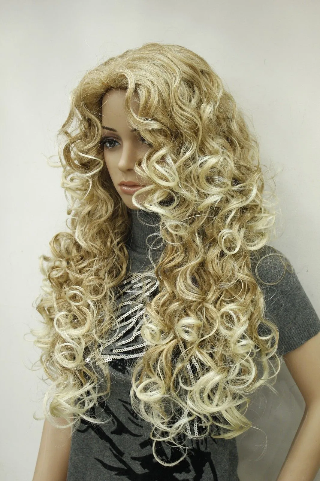 beautiful charming hot New Fashion new hot fashion sexy charming blonde mix long curly woman's full thick wig