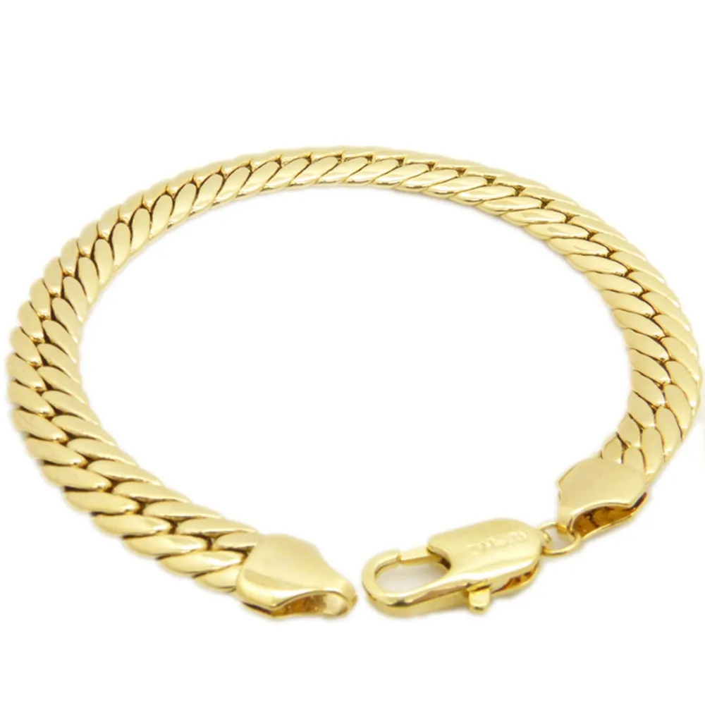 Solides modisches Armband aus 18-karätigem Gelbgold mit Fischgrätenmuster, Herrenarmband Chain217d