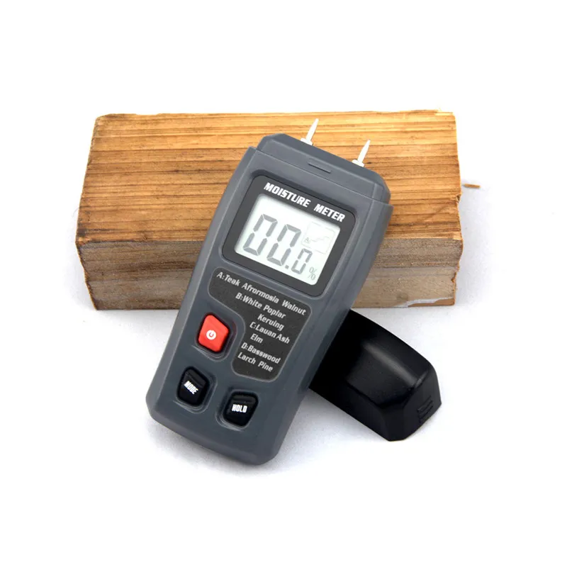 LCD 0-99.9% 2 Pins Holzindustrie Digitale Feuchtigkeitsmesser Luftfeuchtigkeit Tester Holz Damp Detector Leitfähigkeit Bodenfeuchtigkeit Meter EMT01