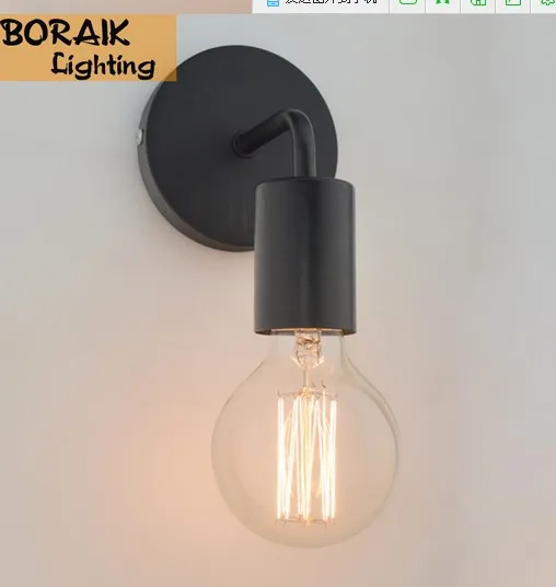 Loft American Vintage Wall Lamps Industrial Indoor Lighting Bedside Lamps Wall Lights for Home Decoration E27 Black White Color254S