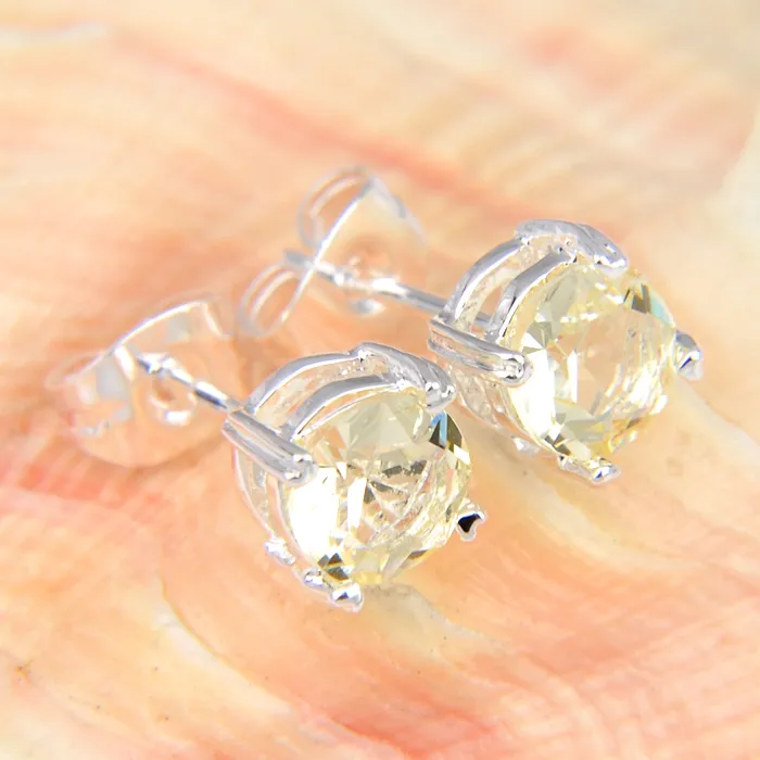 90% off Half Dozen Newest Holiday Gift Jewelry Round Citrine Gemstone 925 Sterling Silver Plated USA Stud Wedding Ea260k