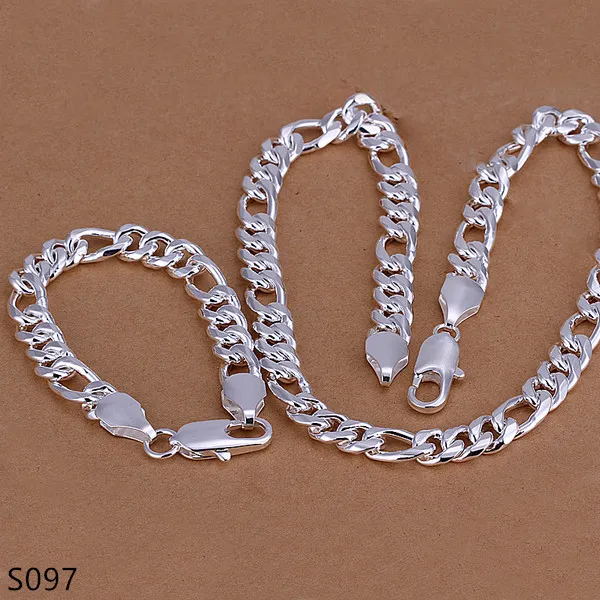 12mm zeer zware sterling zilveren sieraden sets mode 925 zilveren ketting armband sieraden set dezelfde 9 verschillende stijl G264Z